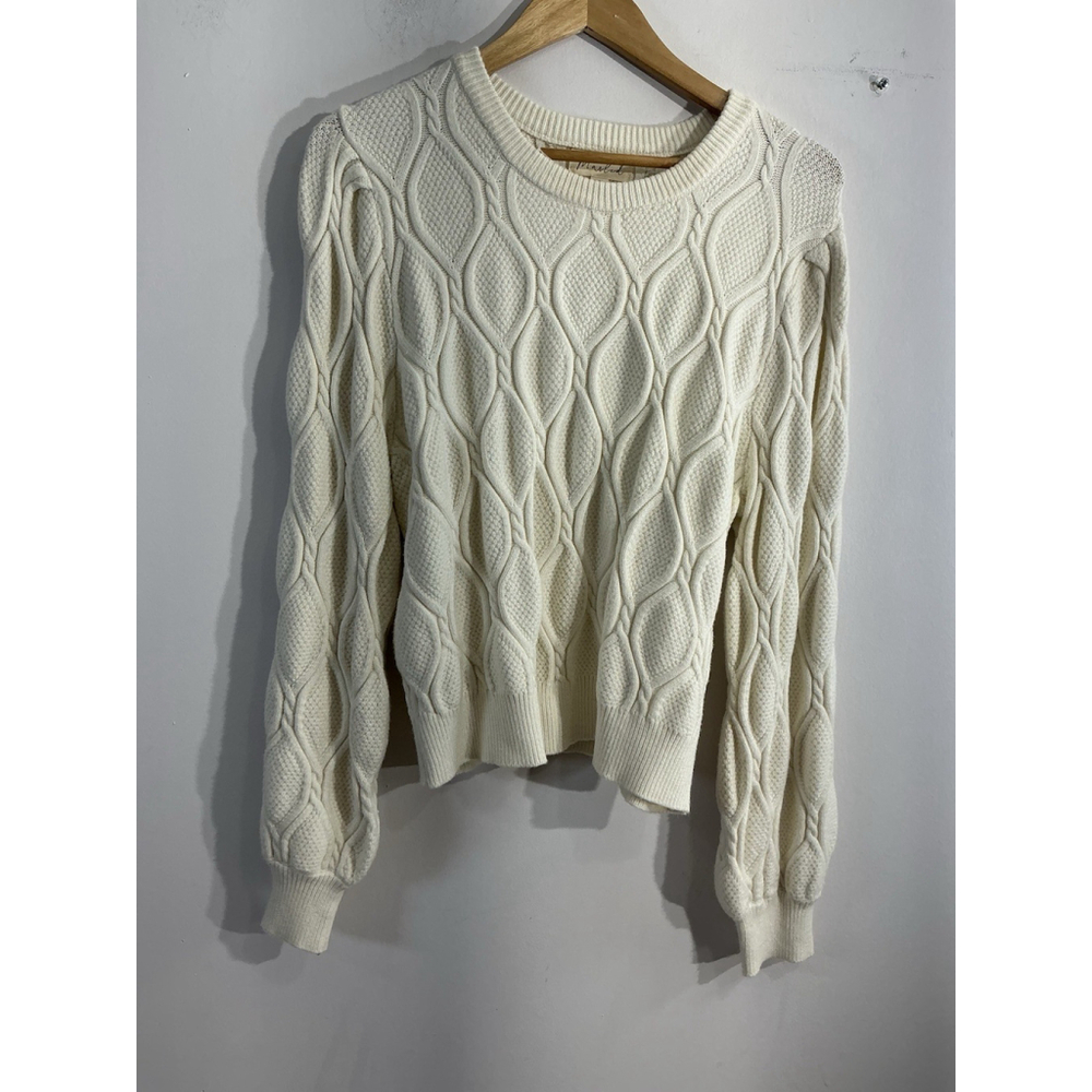 Womans Marled Sweater XL Cream Cable Knit Pullover Long Sleeve